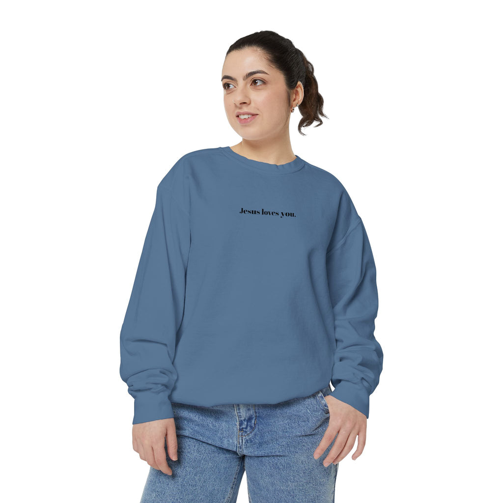 "Jesus Loves You" Embroidered Sweater