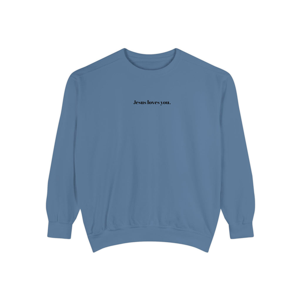 "Jesus Loves You" Embroidered Sweater