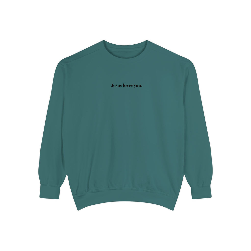 "Jesus Loves You" Embroidered Sweater