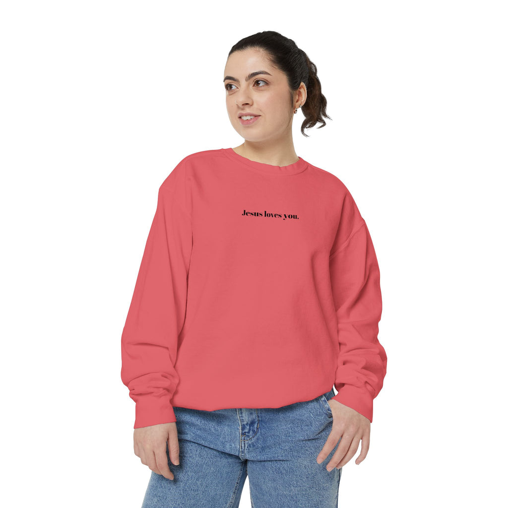"Jesus Loves You" Embroidered Sweater
