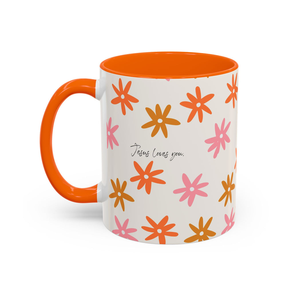 Floral "Jesus Loves You " Coffee Mug