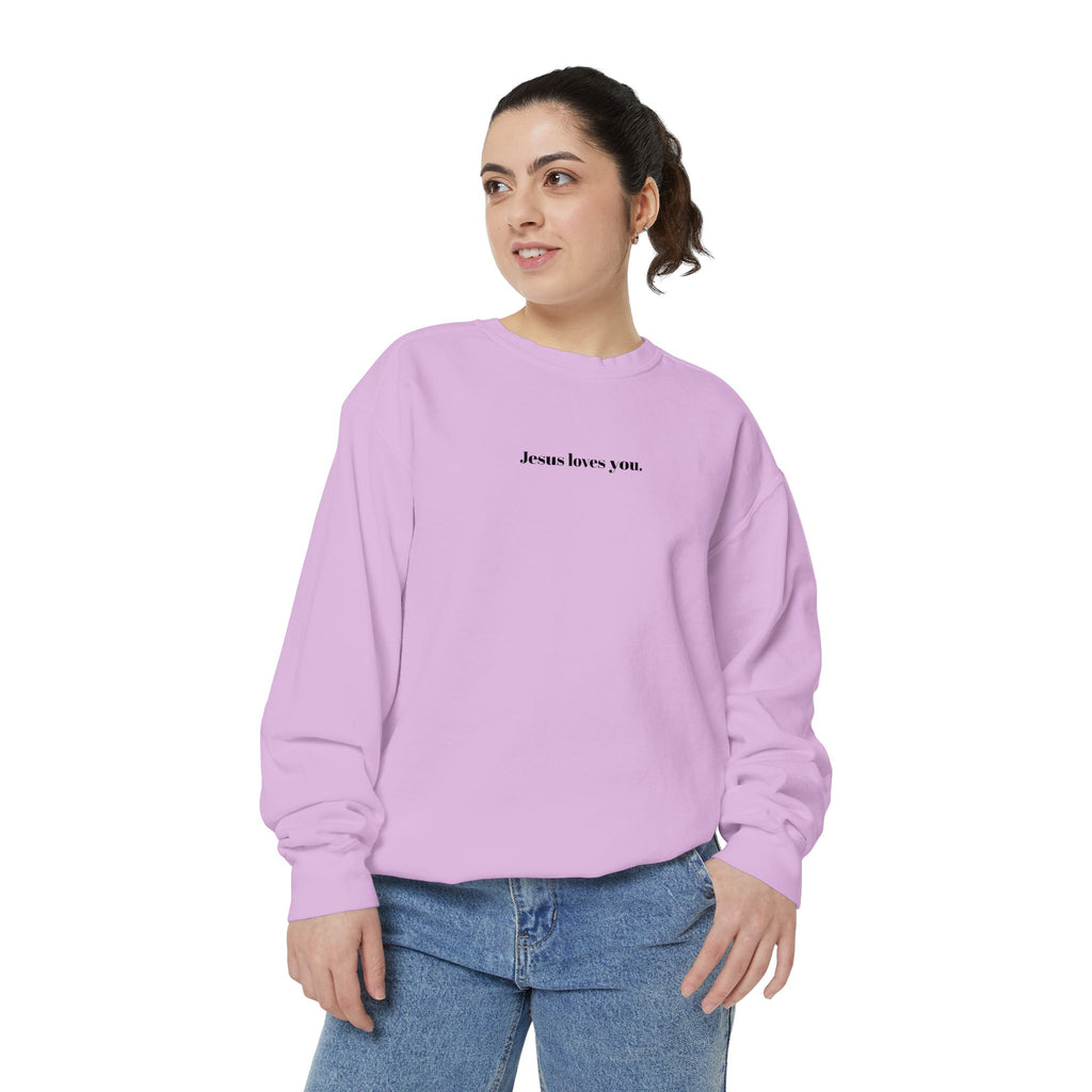 "Jesus Loves You" Embroidered Sweater