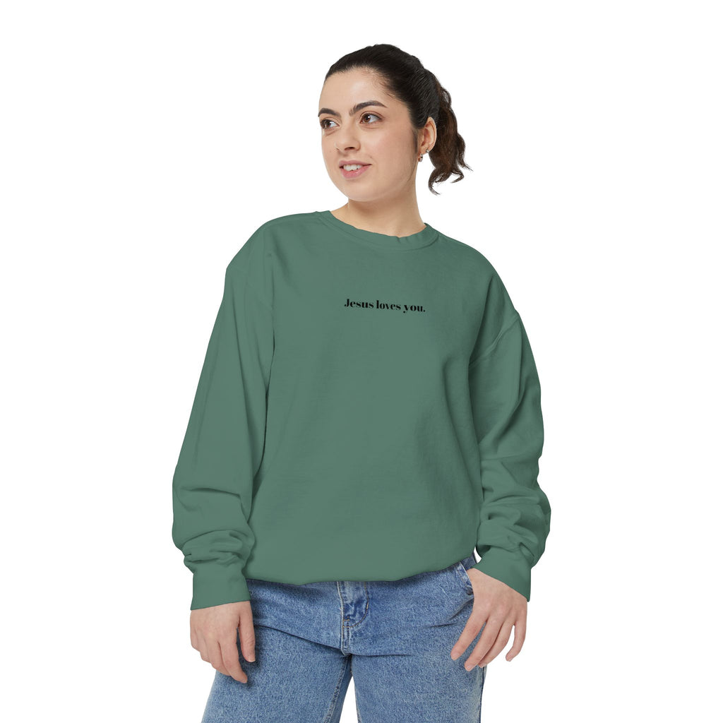 "Jesus Loves You" Embroidered Sweater