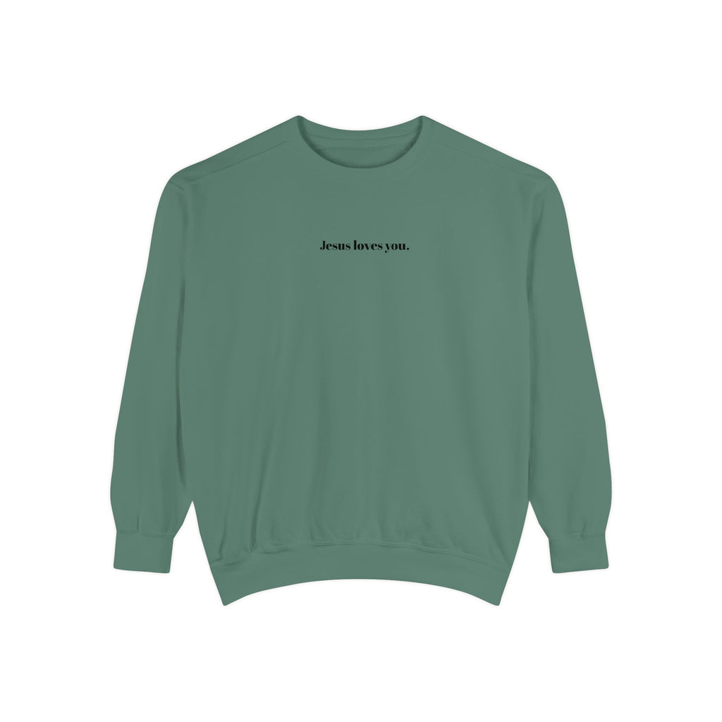 "Jesus Loves You" Embroidered Sweater