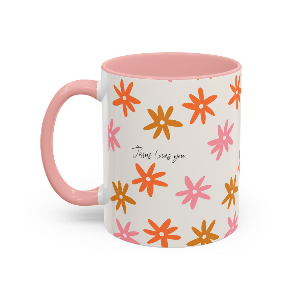 Floral "Jesus Loves You " Coffee Mug