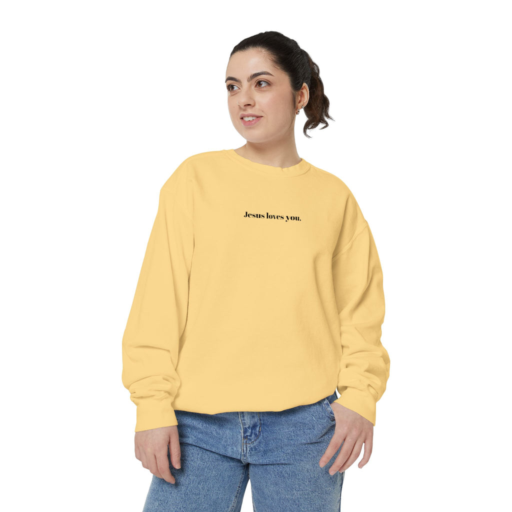 "Jesus Loves You" Embroidered Sweater