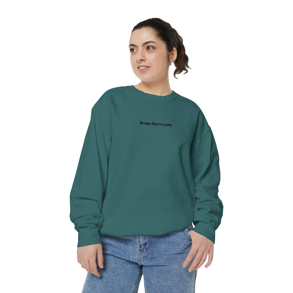 "Jesus Loves You" Embroidered Sweater