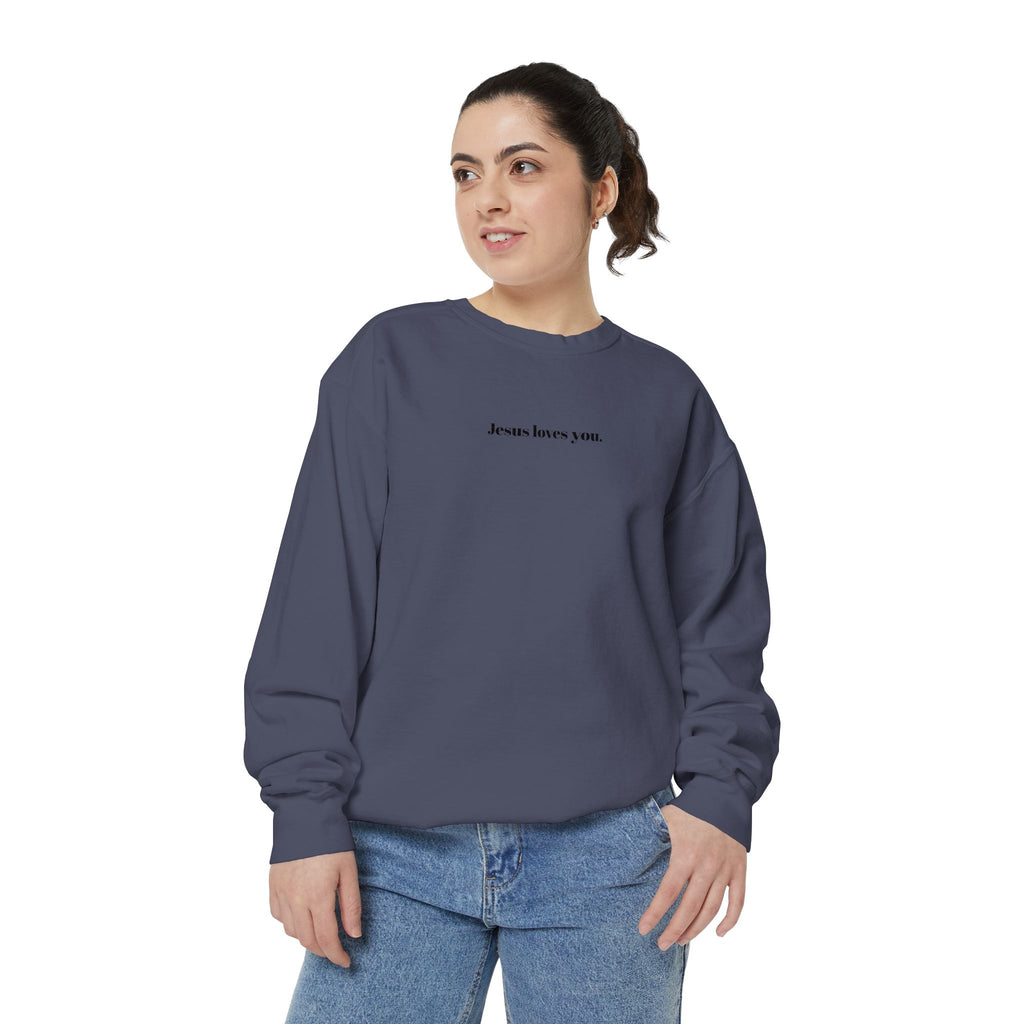 "Jesus Loves You" Embroidered Sweater