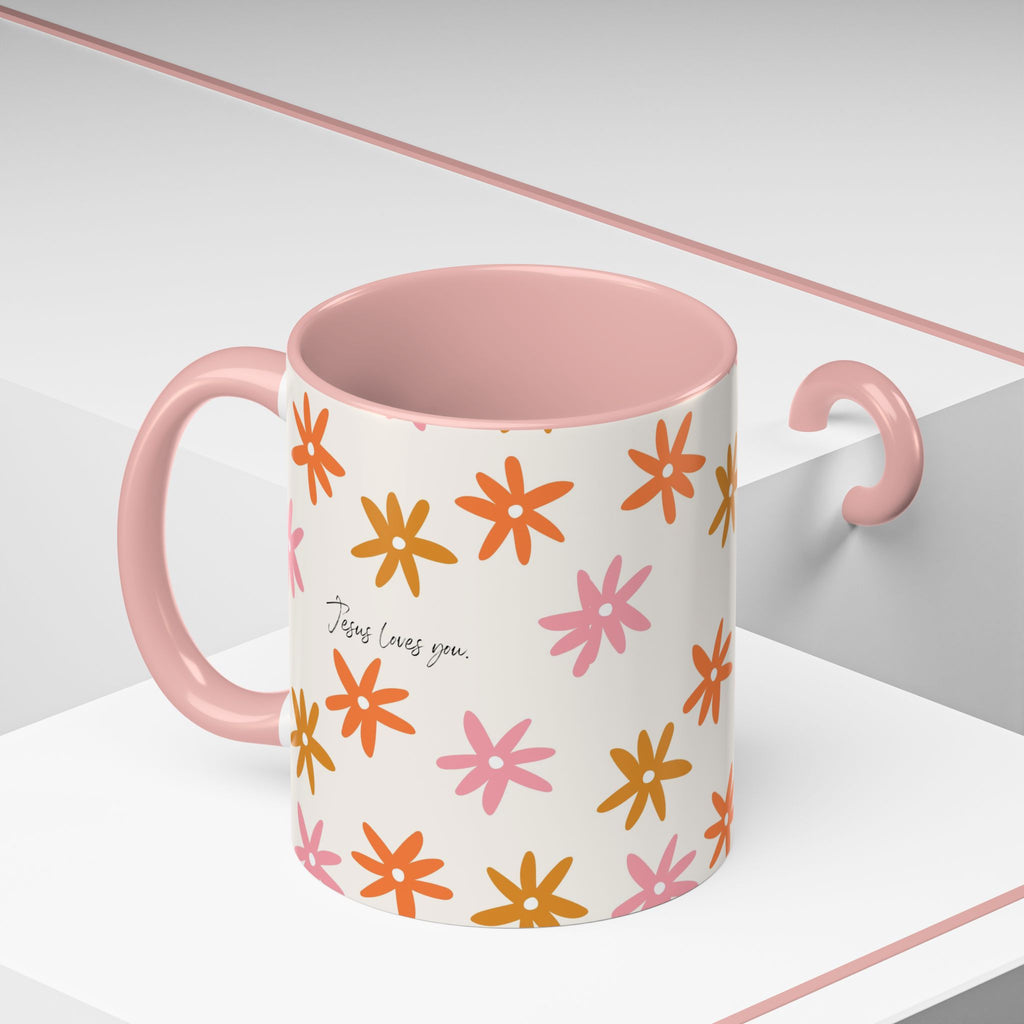 Floral "Jesus Loves You " Coffee Mug