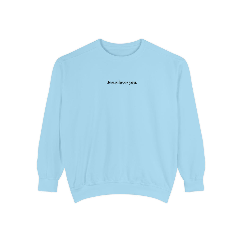 "Jesus Loves You" Embroidered Sweater