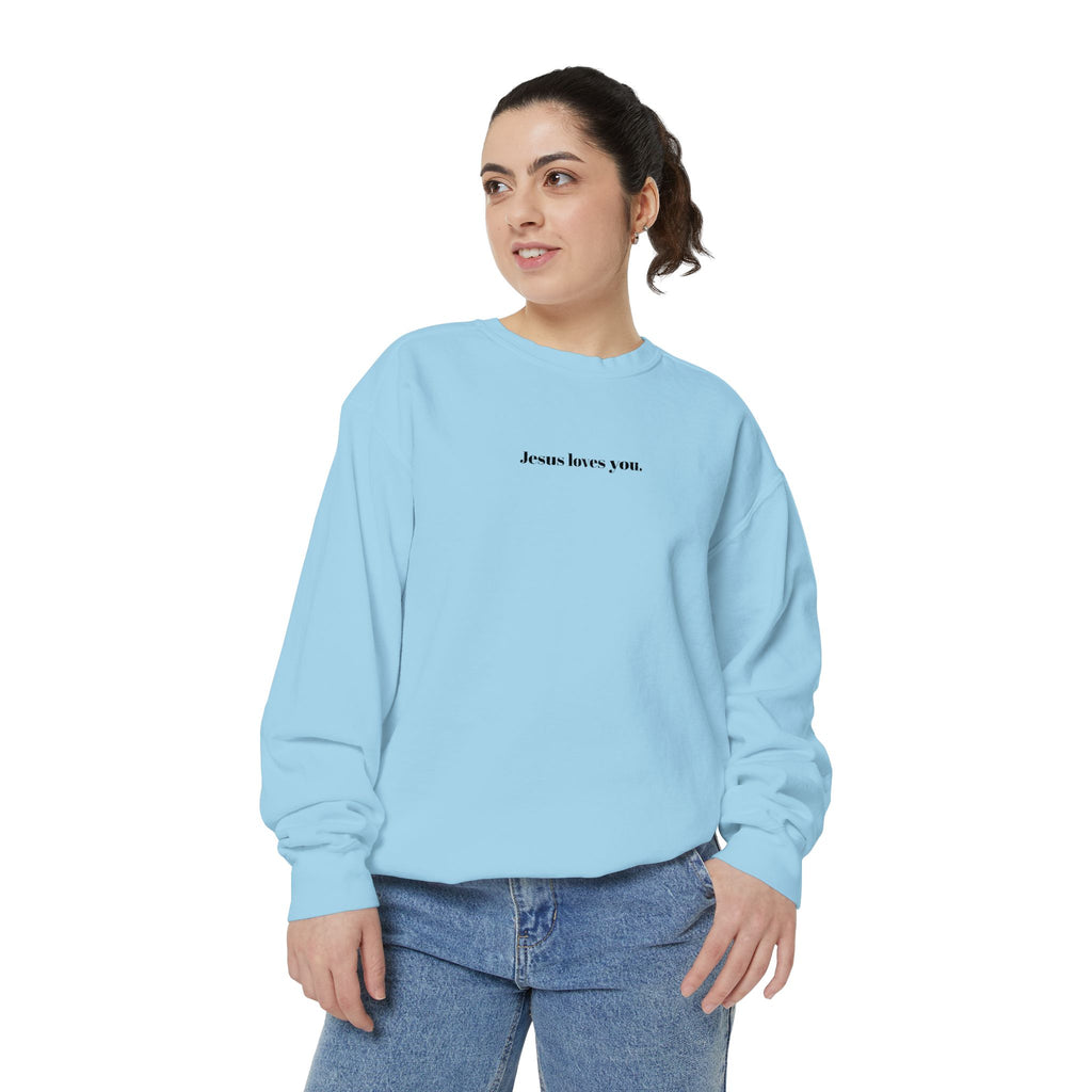 "Jesus Loves You" Embroidered Sweater
