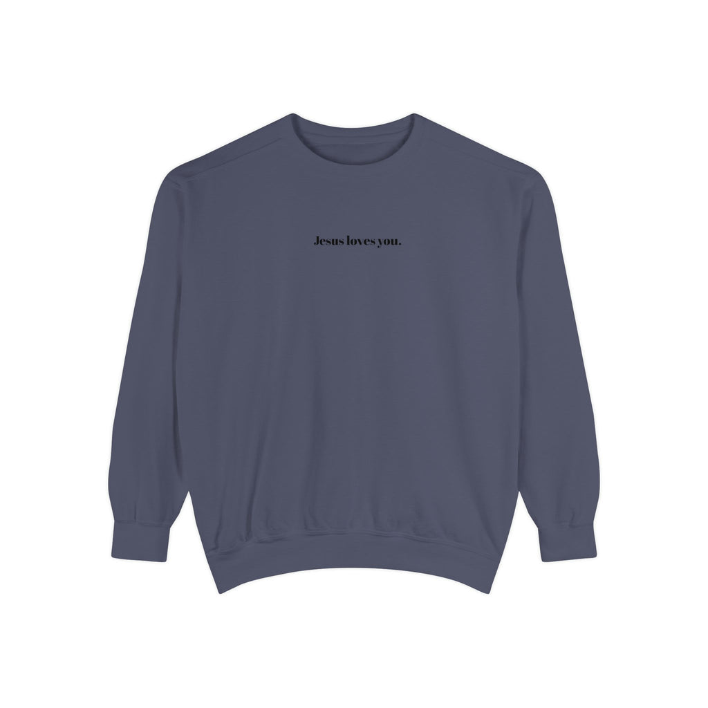 "Jesus Loves You" Embroidered Sweater
