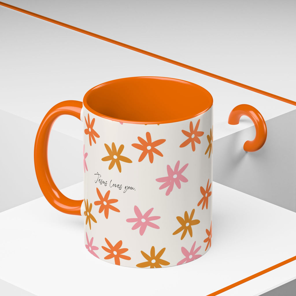 Floral "Jesus Loves You " Coffee Mug